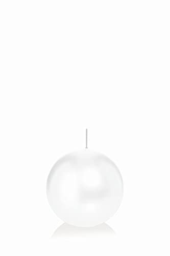 INNA-Glas Candela a Sfera Maeva, Bianca, Ø6 cm, 10h - Made in Germany - Candela Decorativa