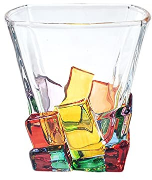NLDGR Buntes Whiskyglas, Altmodische Trinkgläser, Bargläser, Perfekte Whisky-Geschenke, Kristall-Whiskygläser für Rum-Bourbon-Cocktail(C,2ST)