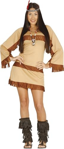 FIESTAS GUIRCA | Grand Canyon Indianerin Kostüm - Kleid und Haarband - Indigene, Native American und Pocahontas Kostüme für Halloween, Karneval und Kostümpartys - Damen - Braun und Beige