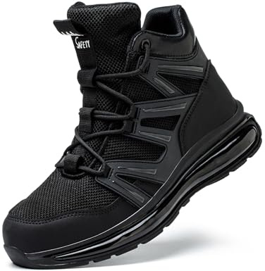 IYVW ABLFZ318 Chaussures de Sécurité Homme Embout Acier Protection Léger Respirante Unisexes Chaussures de Travail Antidérapante Baskets de Sécurité noir 49 EU