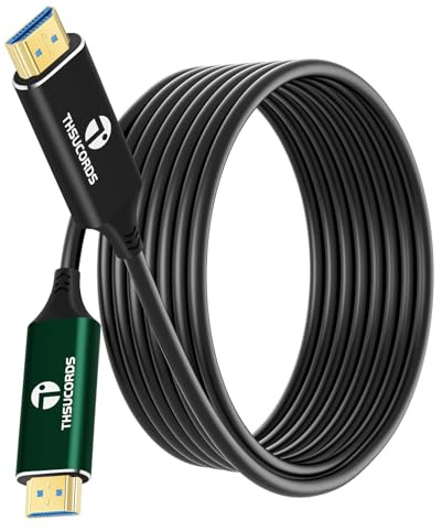 Thsucords Câble à Fibre Optique HDMI 8K 20M, Câble HDMI 2.1 Haut Débit Prend en Charge 48 Gbit/s 8K @ 60 Hz 4K @ 120 Hz HDR Dynamique HDCP 2.2 et 2.3 eARC Pour PS7, Xbox Series X, PC, TV