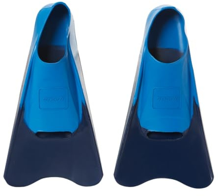 Sporti Adult-Kids Short Swim Fins, Floating Fin for Swimming & Snorkeling, Swim Flippers for Training - NavyBlue - M 5-6 / W 6-7
