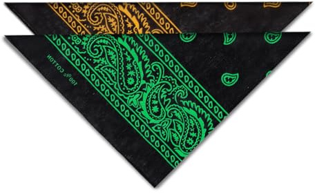 Moorle Bandana Baumwolle 100%, 2 Pcs, Halstuch Nickituch Damen, Bandana Head Scarf Protective, Paisley Pattern mit Mischfarben Rot und Blau/Gelb und grün