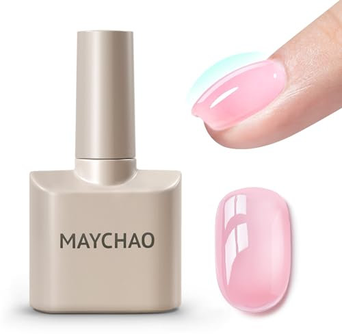 MAYCHAO 7-in-ONE Clear Pink Builder Nail Gel, 15ML Builder Base Strengthening Gel UV/LED Building Nail Gel in a Bottle for Nail Repair Nail Strengthen Hard Gel Builder Nail Extension Gel Builder