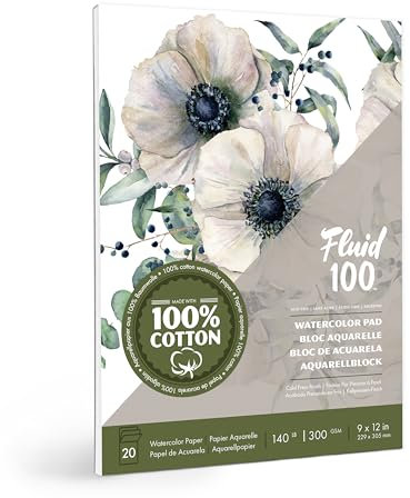 Fluid 100™ Kaltpress-Papierblock, 22,9 x 30,5 cm, 20 Blatt