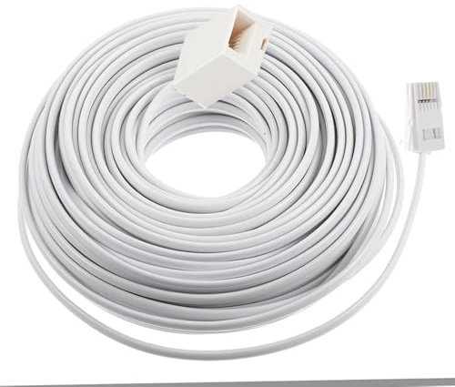 Cavo di prolunga telefonico da 25 m, cavo di prolunga per telefono fisso del Regno Unito, compatibile con fax BT e RJ11, casa e ufficio, telefono cablato
