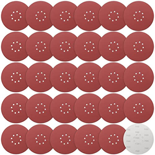 225 mm Sanding Discs 120 Grit, 30 Pieces Orbital Sander Discs 9 inch 225 mm large Hook and Loop Sanding Discs 8 Holes Round Sandpaper Sheet for Grinding Giraffe, Drywall Sander Sanding Pads(30 Pieces