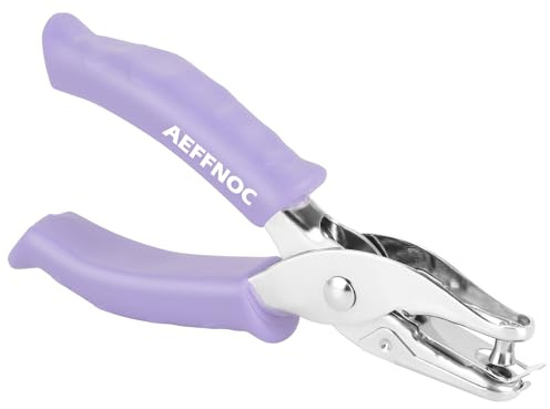 AEFFNOC Single Hole Punch, One Hole Puncher with Soft Grip Handle, 1/4 Inch Paper Hole Punches, Small Hole Punchers with Paper Mess Tray, 6 Sheets Capacity, for Crafts, Scrapbooks (Purple)