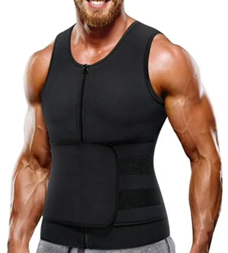 JPXJGT Hombres Compresión Sudoración Chaleco de Neopreno Deportivo con Cremallera para Deporte Fitness(Black,5XL)