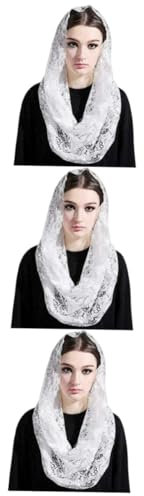 CALLARON 3stücke Lace Veil Für Damen Elegantes Kopftuch Aus Blumen-spitze Leicht Und Bequem Für Hochzeiten Und Besondere Anlässe Als Massenschal Weiß