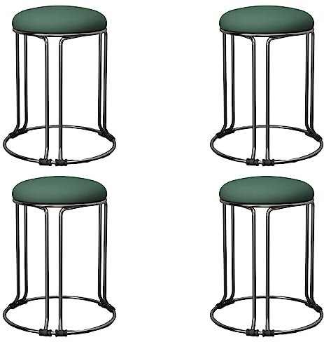 Stapelhocker aus Metall, stapelbar, rund, mit rutschfester Fußmatte, gepolsterter Sitz, rückenfreies Design, platzsparend, Esszimmerstühle für Bar, Küche, Wohnzimmer, Büro, Schwarz, 4 Stück