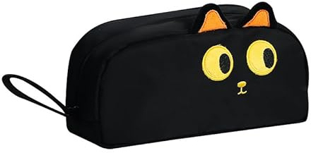 MSLSOZ Federmäppchen mit großer Kapazität, süßes Federmäppchen, Büro Schule Federmäppchen, Mädchen Junge Federmäppchen (Schwarz)