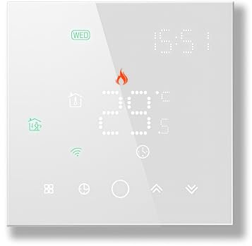 Caslant 003 Serie Wi-Fi Termostato - Termostato con Pantalla Táctil para Calefacción de Agua, Electricidad y Calderas - Control Remoto Desde Teléfono Móvil Compatible con Alexa, Google Home e IFTTT