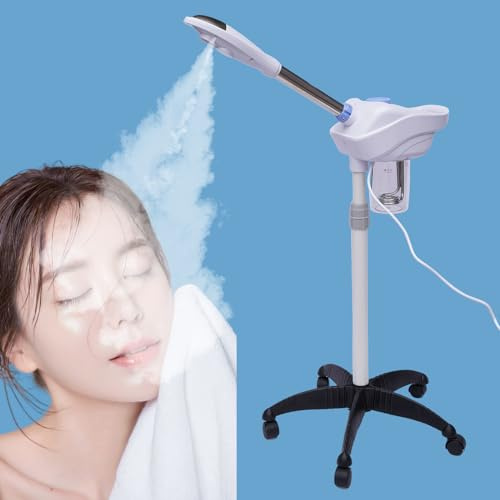 MEHOOSPVN Vertikaler Gesichtsdampfer Gesichtssauna Porenreiniger Dampf SPA Maschine Luftbefeuchter Nano Ionic Dampfgerät Schönheit Heiße und Kalte Dampfgerät Feuchtigkeitsspendende Schönheit, Weiß