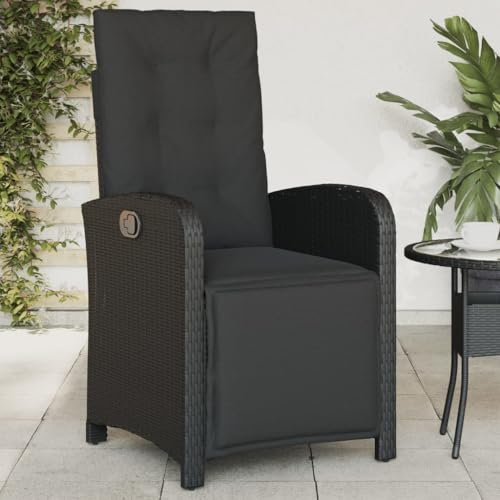 Xichuzi Gartensessel mit Fußteil Verstellbar Schwarz Poly Rattan, Gartenstühle, Gartenmöbel, Balkonstuhl, Garten Stühle, Terrassenstühle, Balkonmöbel - 365185