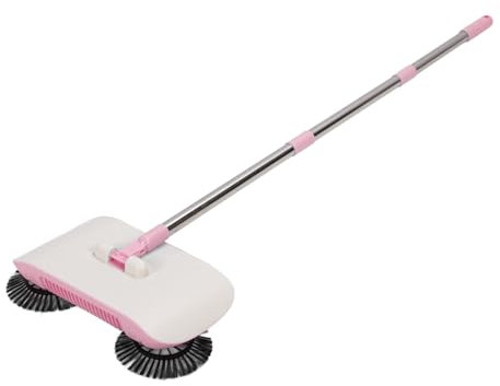 Oreilet Hand Push Sweeper, Manual Floor Sweeper, Household Broom Sweeping Machine Dustpan Cleaning Mop Sweeper Cleaner for Home Office Carpet Tools (PinkPink)