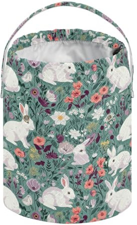 Weiße Kaninchen, Frühlingsblumen, Osterkörbe, Häkelgarn, Tasche, Organizer, Garn-Organizer, Kordelzug, Stricktasche zum Häkeln, Stricken, Zubehör und Zubehör