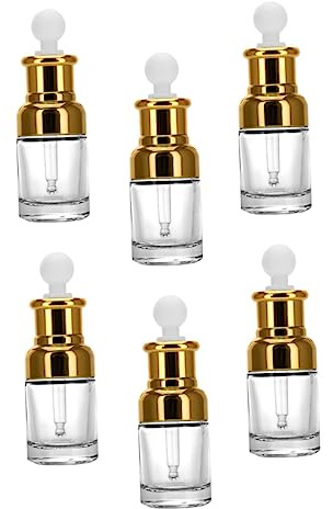 DECORNIJIA Lot De 6 Flacons Compte-gouttes Vides 30ml Verre Transparent Distributeur D'huiles Essentielles Pratique Pour Voyage Usage Cosmétique