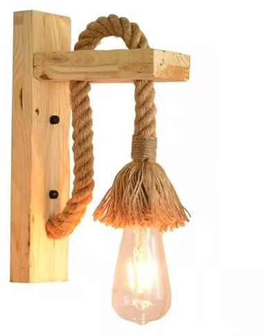 TONGNIDA Lámpara de Pared de Cuerda de Cáñamo Vintage, Lámpara de Pared Industrial para Interior E27 (caqui)