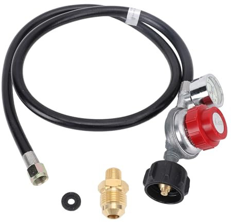 Regulador de propanos de alta presión de Cheotime y manguera de 4 pies, 0 a 30 psi Manguera ajustable de gas ajustable con medidores para la parrilla Fire Pozo de pavo Freanos