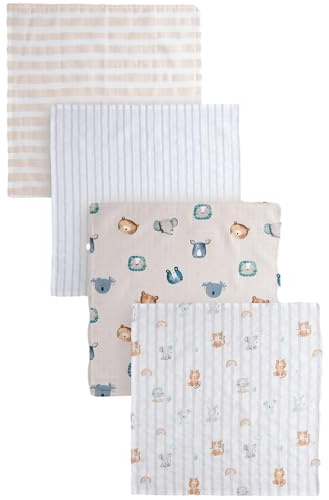 NEXT Bebé Pack de 4 paños de Muselina 100% algodón para bebé Animal Characters M