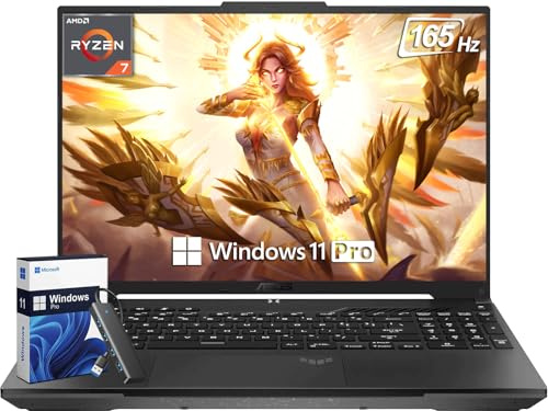 ASUS TUF A16 Gaming Laptop, Windows 11 Pro, AMD Ryzen 7 7735 HS, 64 GB DDR5 RAM, 2 TB SSD, Radeon RX7700S, 16 FHD 165 Hz Display, RGB Backlit KB, Wi-Fi 6