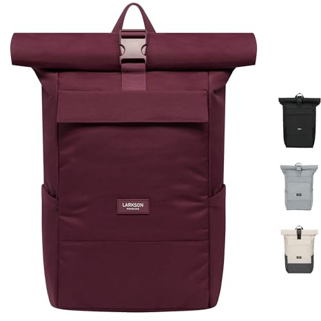 LARKSON Rucksack Damen & Herren - No 4 - Rolltop Backpack mit Laptopfach Uni, Arbeit & Fahrrad - Großer Reiserucksack - Wasserabweisend