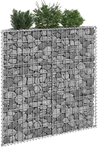 HaoChrymec Gabionen-Hochbeet with Galvanized Steel, Trapezoidal Shape, Stable Design, Hochbeet Verzinkt, Gabionenkörbe, Pflanzkasten Outdoor, 100x20x100 cm