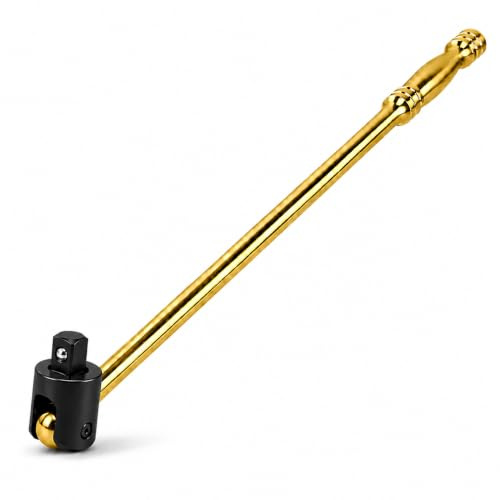 Autojack 750mm Breaker Bar 1/2 Inch Sq Dr Heavy Duty, Socket Wrench, Gold | 750mm 1/2 breaker bar with flexi knuckle and heavy-duty Cr-V steel construction for extra leverage on stubborn fasteners.