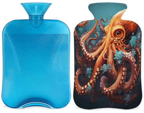 Borsa dell'acqua calda con coperchio, 2 l, per alleviare il dolore, collo morbido e spalle, mani e piedi, impacco caldo e freddo per adulti e bambini