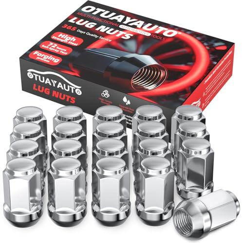OTUAYAUTO 1/2-20 Lug Nuts - 20PCS Chrome Closed End Bulge Acorn Lug Nut, 1/2-20 Wheel Lug Nuts, Cone Seat, 19mm Hex, Replacement for Jeep Liberty, Grand Cherokee, Wrangler, Comanche Aftermarket Wheels
