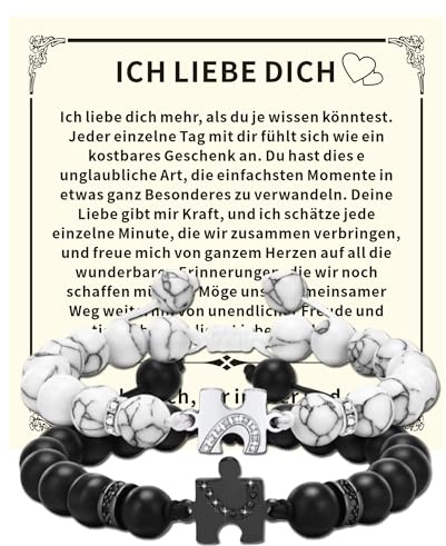 Partner Armbänder für Valentinstagsgeschenk Freund Freundin Pärchen Schmuck | Herz Liebe Charme Natürliche Perle Armband für Männer Frauen, Fernbeziehung Paar Armband, Pärchen Geschenke Schmuck Jahrestag