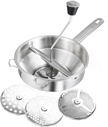 jojofuny Moulin Alimentaire Acier Inoxydable pour Légumes et Fruits Presse-purée Manuel Mixeur Culinaire Démontable et Sécurisé pour Cuisine Professionnelle