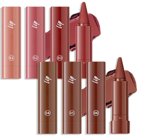 6PCS Matte Lip Liner and Lipstick Set, Lipliner & Lipstick Combo, Long Lasting Waterproof Gradient, Smudge-Proof Nude Lipsticks, Lipsticks for Older Women Mini Lip Makeup, Set1