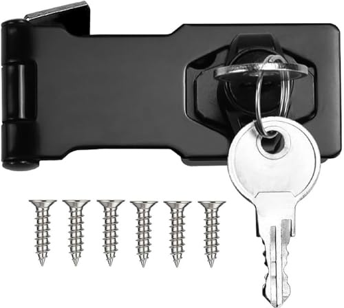Litensh Låslås, nyckellås, Hasp hänglås, Hasp-lås, spärr, spärr, dörrlås, skåpslåda Hasp lås (svart - 3 tum)