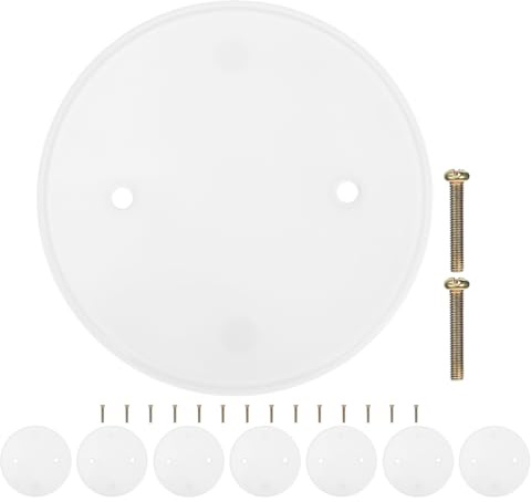 Générique Lot De 8 Plaques De Recouvrement Rondes Pour Plafond Avec 16 Vis - Cache-Prise ÉLectrique Blanc Et Obturateur De BoîTe De DéRivation - Couvercle De Finition Pour Luminaire