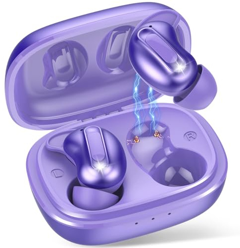 Auriculares Para Dormir, Auriculares Intraaurales Inalámbricos Bluetooth 5.4, con Sonido Estéreo de Graves 48 Horas y Cancelación Ruido ANC/ENC, Impermeable IPX7 Para Quienes Duermen de Lado, Oro rosa