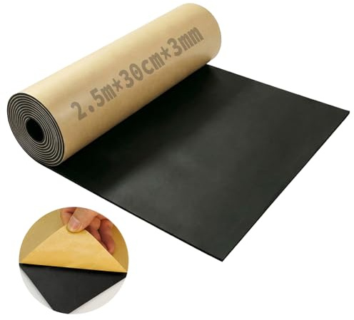 Xinjiayi Schaumstoff Selbstklebend 300mm×3mm×2,5m Neopren | Schaumstoff Schwarz Antirutschmatte Selbstklebend für Böden Wände Stoßdämpfer DIY Basteln