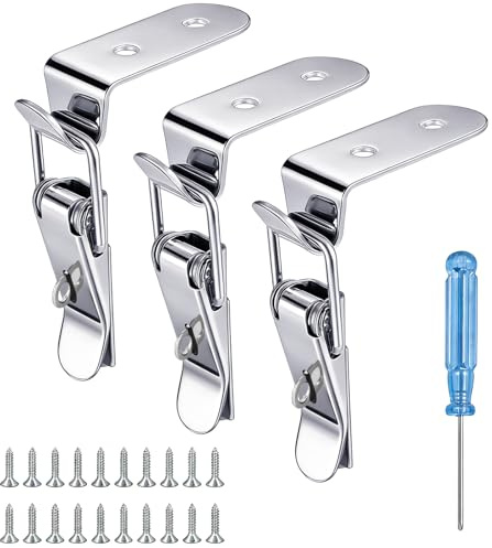 Toggle Clamps, Spring Loaded Lid Latch, 90° Offset Stainless Steel Tension Clasp, Padlockable Catch Clamp Clip for Door Drawer Mailbox Cabinet Box Case, Quick Release Pull Latch Tools Small 3Pcs