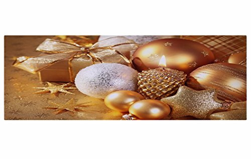 A.Monamour Badematten Badteppiche Badvorleger Golden Champagner Farbe Glitzernde Sterne Bälle Kerzen Weihnachtsferien Ornamente Druck Flanell Anti-Skid Bad Teppiche Fußmatten Fußmatten