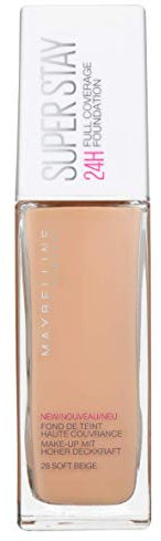 Maybelline New York Foundation, Superstay 24 Hour Longlasting Foundation, Lightweight Feel, Water and Transfer Resistant, 30 ml, Shade: 28, Soft Beige