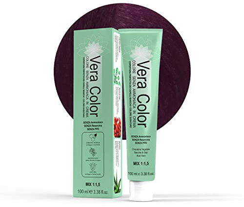 Vera Color Colorazione Senza Ammoniaca Biondo Scuro Irisée 6.2, 100ml | Long Lasting in Crema Senza ammoniaca con Cheratina Vegetale, Aloe Vera e Bacche di Goji, Copertura Totale Capelli Bianchi