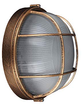 Retro Bronze Außenwandleuchte Runde Wasserdichte IP54 Außen Gitter Lampe Schiffslampe Feuchtigkeitsfest Explosionssicher Deckenlampe Wandlampe für Badezimmer Küche Garten Balkon Flur 19 * 9.4cm