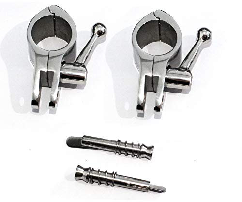 keehui Heavy Duty 316 Stainless Steel Pair of 1(25mm) I.D.Bimini Top Hinge Rail Mount with Boat Pin & Cam Clamp Quick Release for 25MM Poles &Tube/Pipe