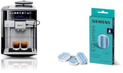 Siemens EQ.6 plus s700 Kaffeevollautomat TE657503DE, automatische Reinigung, Direktwahl + Entkalkungstabletten TZ80002A, schützt vor Korrosion, für Kaffeevollautomaten der EQ.Serie, weiß