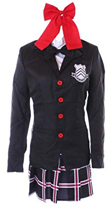 Kawaii-Story MN-181 Persona Makoto Niijima svart skoluniform kostym kostym 5-delar set dam maskeradkostym cosplay (XL)