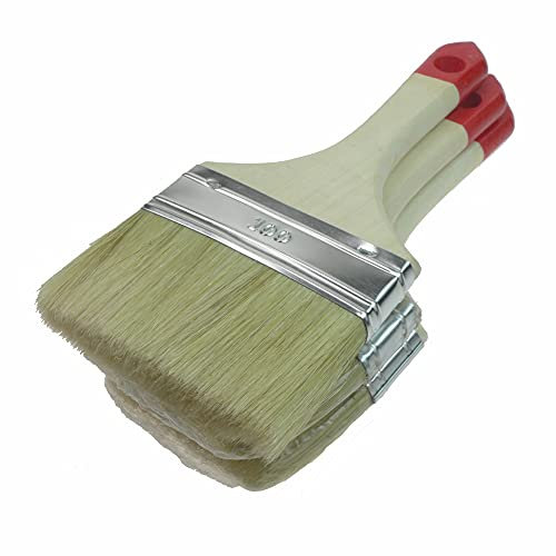 ROTIX Brocha plana de 10 cm para pintar fácilmente, barniz y protección de la madera, pincel de pintor de 100 mm (3)