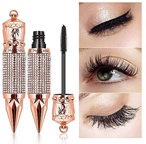4D Silk Fiber Wimperntusche, Wasserfeste Wimperntusche，Extra Lange Wimpern-Wimperntusche und Dick, Langlebig, Klumpenfrei, Natürlich Wischfest, Dicker und Länger(Königin)