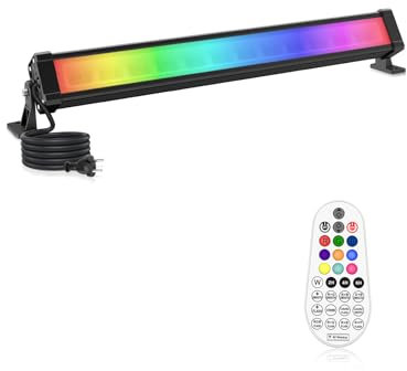 Foco LED RGB, CLY 25 W RGB Wallwasher Licht con mando a distancia, barra LED IP66, resistente al agua, regulable, 6 brillos con función de memoria, temporizador para DJ, discoteca, Halloween, fiesta