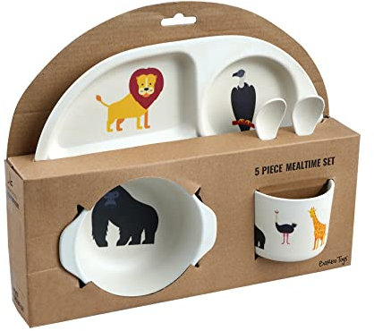 Barbo Toys - Mumins Safari Mealtime Set - Moomin Kindergeschirr für Babys und Kleinkinder - ESS-Set mit Teller, Schüssel, Tasse & 2 Löffeln